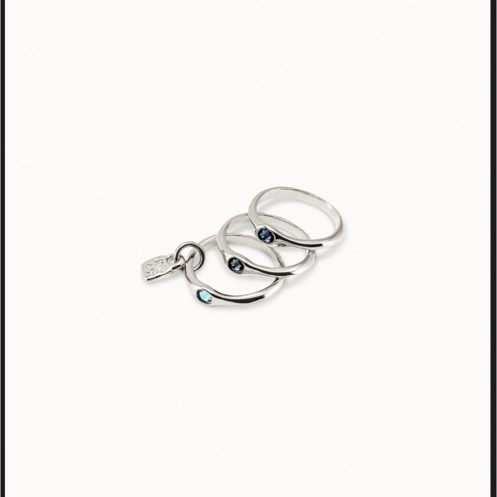 Sterling Silver-plated triple ring with blue tone crystals from UNO de 50 - Picture 4 of 7